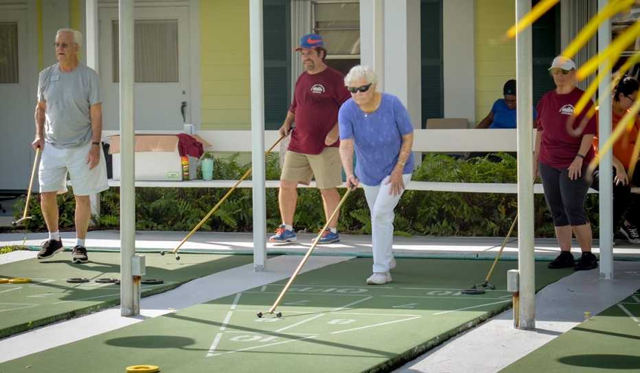 Shuffleboard players in Cutler Bay, Florida