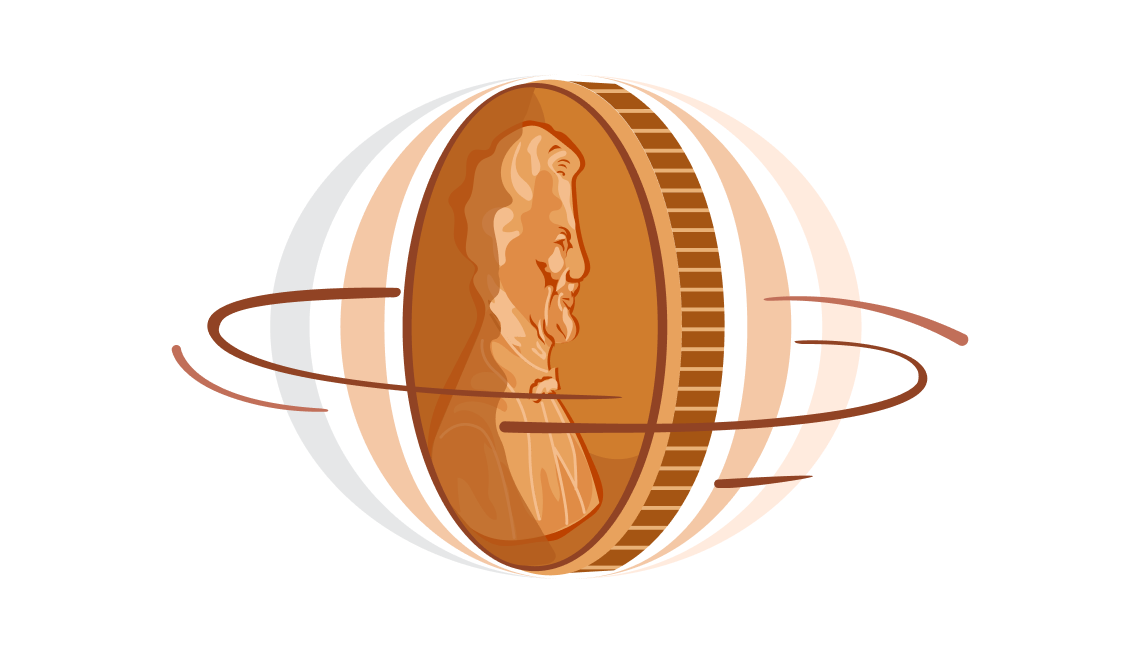 illustration of a penny spinning on it's edge