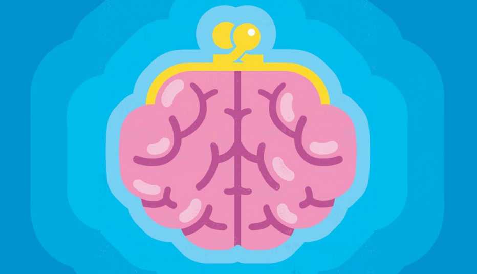 change purse that is made of a brain cartoon illustration