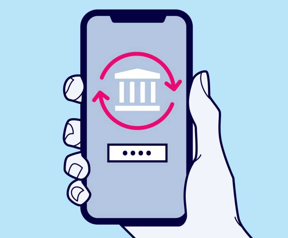 mobile phone screen showing a bank being validated
