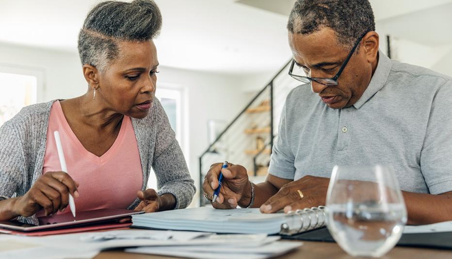 Older couple reviewing finances