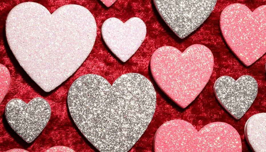 Hearts on red
