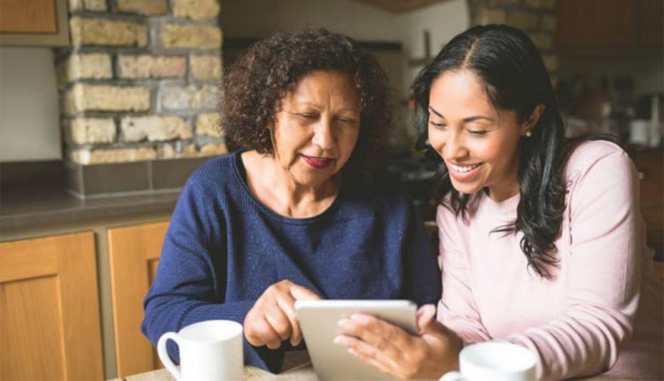 Daughter caregiving for mother