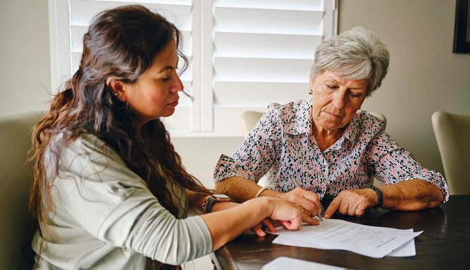 Older woman co-signing loan with adult daughter
