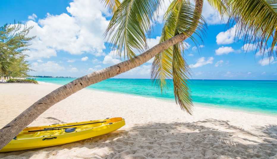 a kayak on the beach in the cayman islands in the caribbean