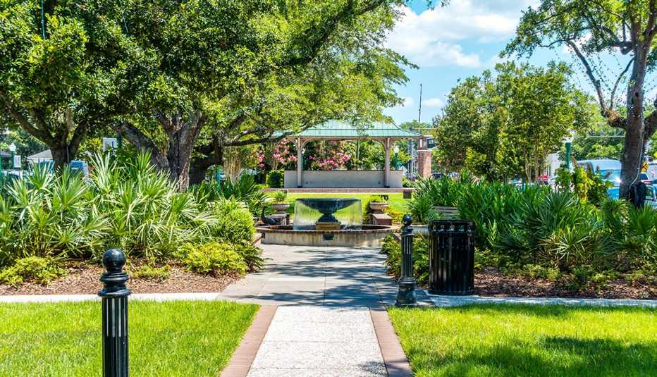 a fountain and a pavilion in summerville south carolina