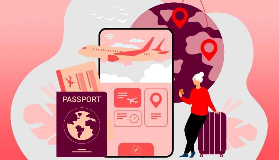 woman with a suitcase and a passport