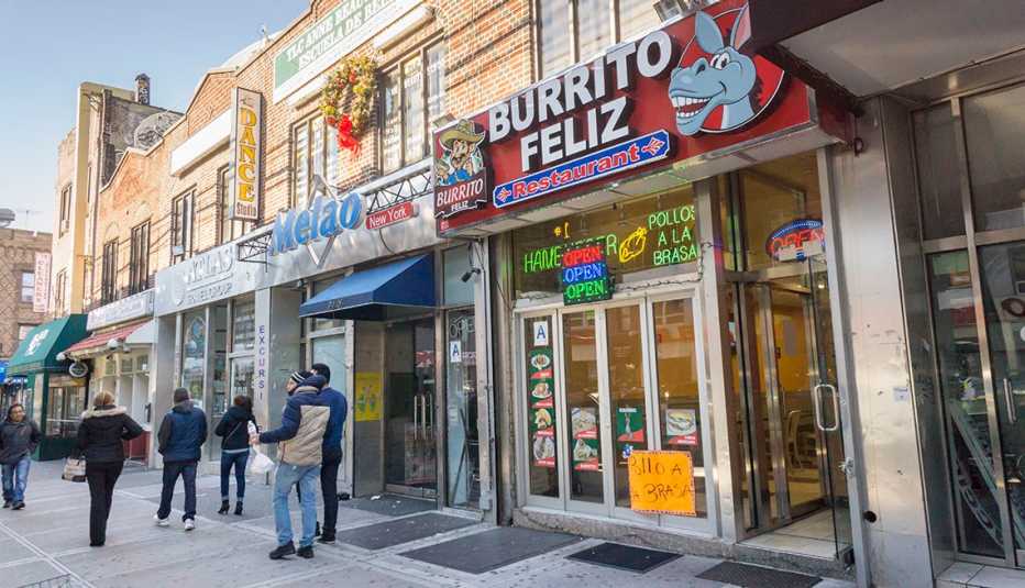 Restaurants and other businesses under the elevated Number 7 train in the Jackson Heights neighborhood in Queens in New York on Sunday, January 3, 2016. The Jackson Heights neighborhood is home to a mosaic of ethnic groups.