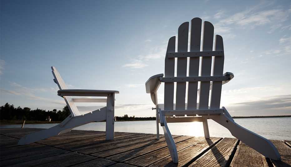 beach chair on a deck along shore in Door County