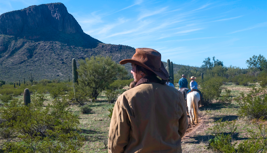 riding horses at a dude ranch in arizona