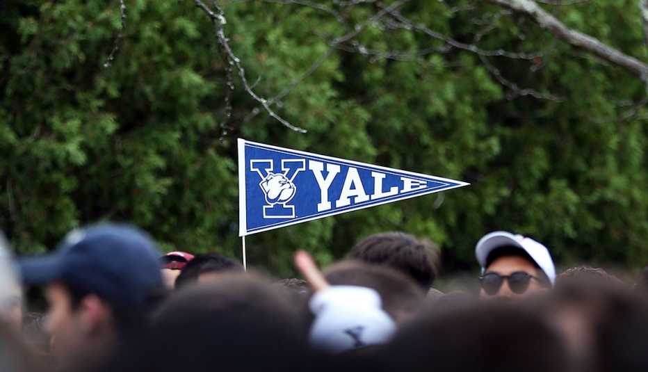 Fans tailgate before a Yale University football game