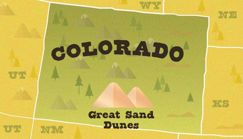 map of colorado featuring great sand dunes national park