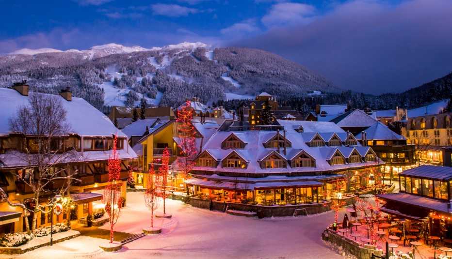 whistler village canada at night