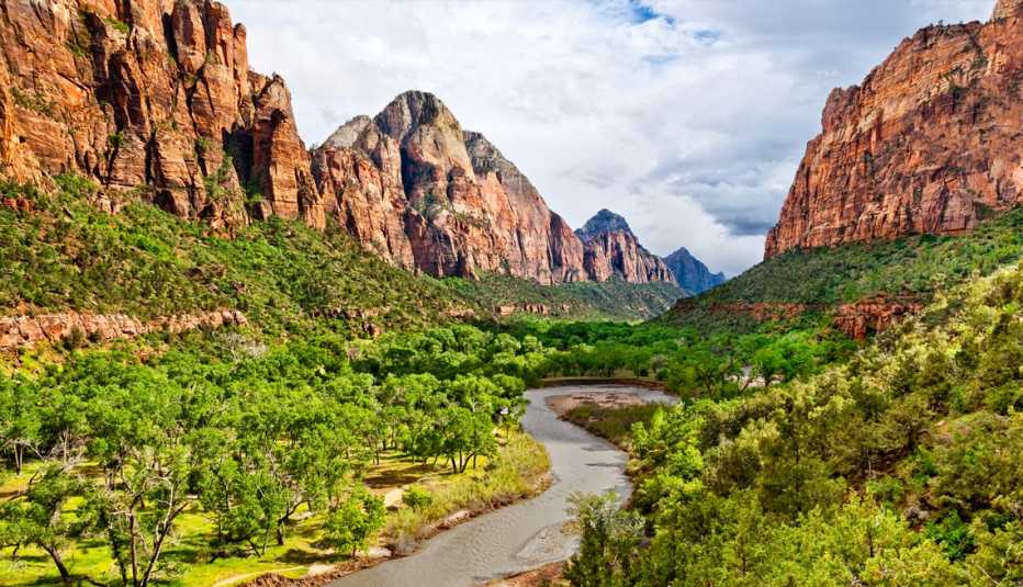 the virgin river in zion national park utah
