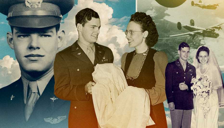 a collage of a man and woman