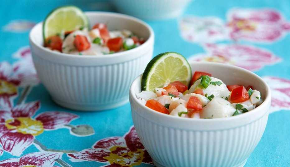Ceviche de vieiras tropical