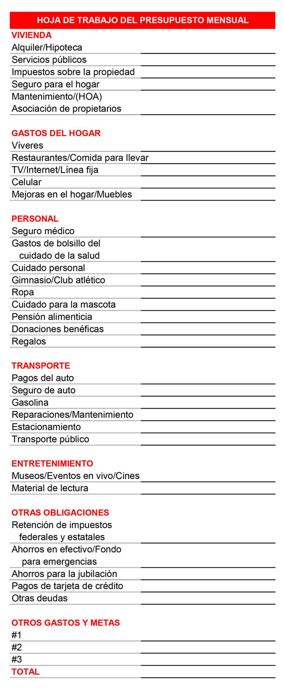 Hoja de presupuesto