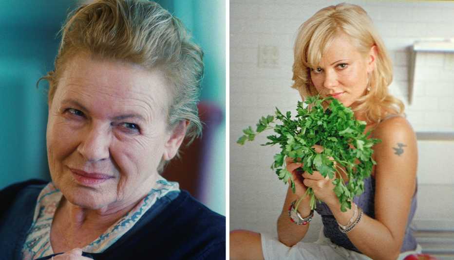 A la izquierda: Dianne Wiest en I Care a Lot; a la derecha: Salma Melngailis, en Bad Vegan: Fame. Fraud. Fugitives.
