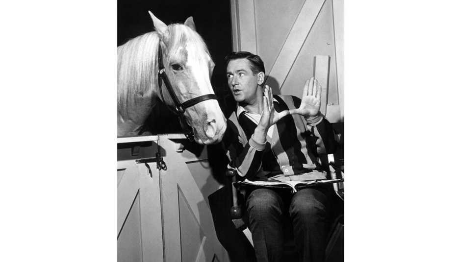 Animales estrellas de cine y TV - Mister Ed con el actor Allan “Rocky” Lane 