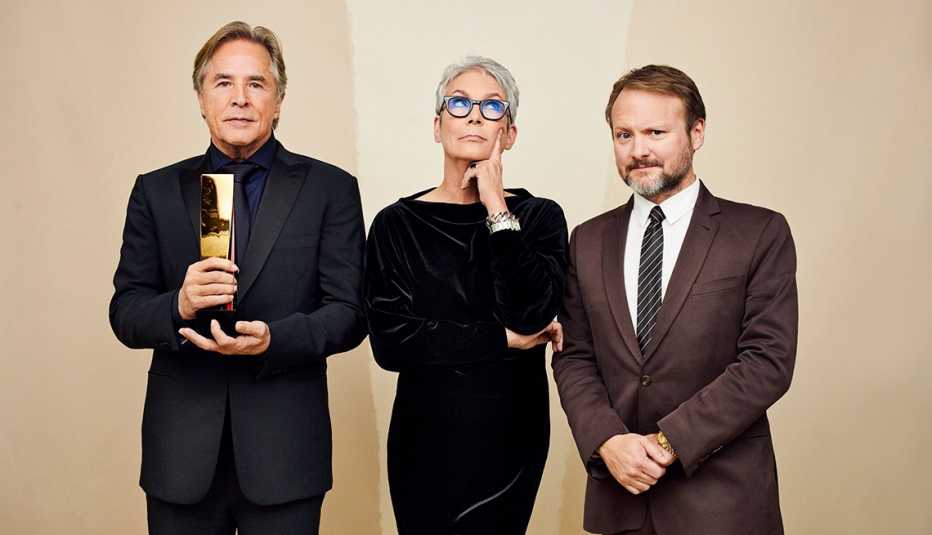 Rian Johnson, Don Johnson y Jamie Lee Curtis
