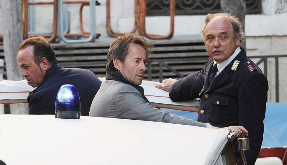 Uwe Kockisch y Nico Benetti en el show Commissario Brunetti