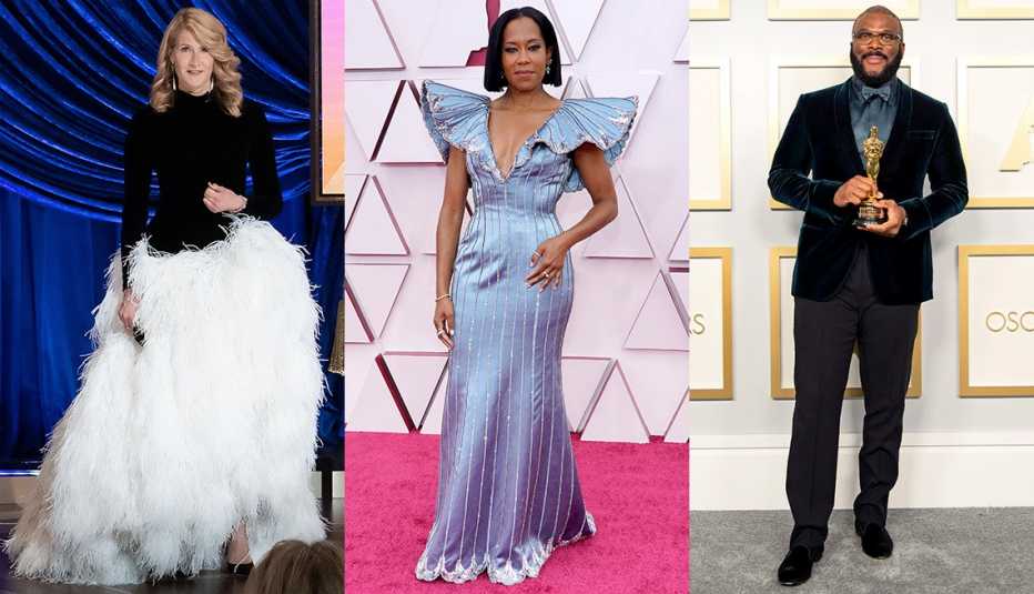 Laura Dern, Regina King y Tyler Perry en los Premios Óscar.