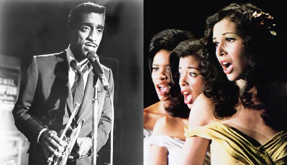 (De izquierda a derecha) Sammy Davis Jr. en "A Man Called Adam" y Dwan Smith, Irene Cara y Lonette McKee en "Sparkle".