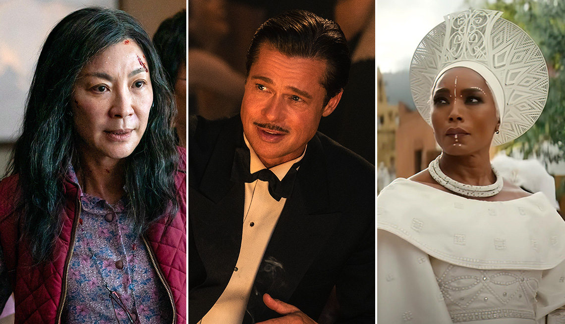(De derecha a izquierda) Michelle Yeoh, Brad Pitt y Angela Bassett.