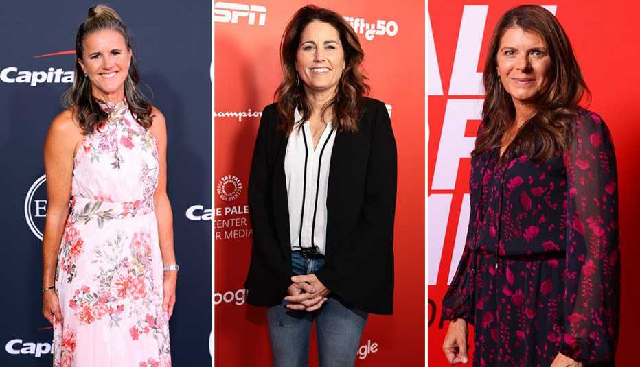 Brandi Chastain, Julie Foudy y Mia Hamm.