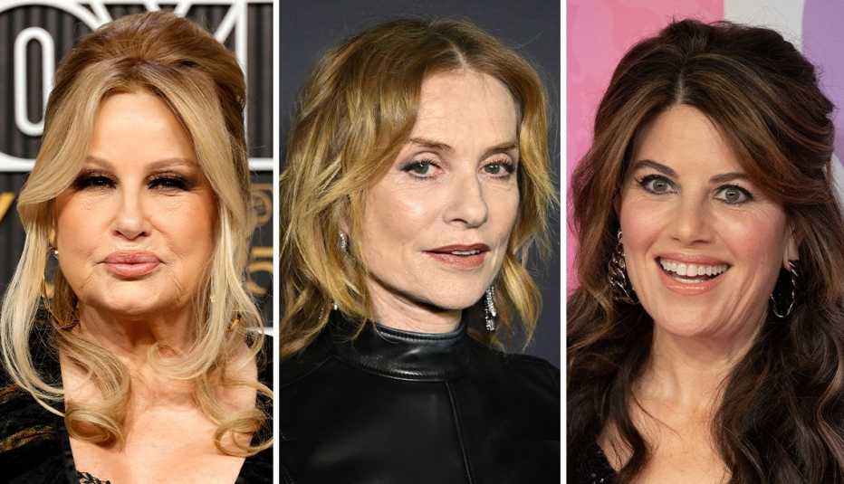 jennifer coolidge isabelle huppert and monica lewinsky all wearing curtain bangs