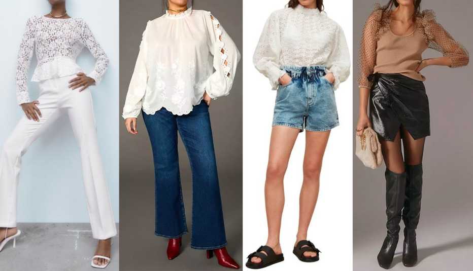 Opciones de camisas con encajes.