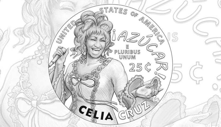 Diseño de la moneda de Celia Cruz que circula desde el 2024.