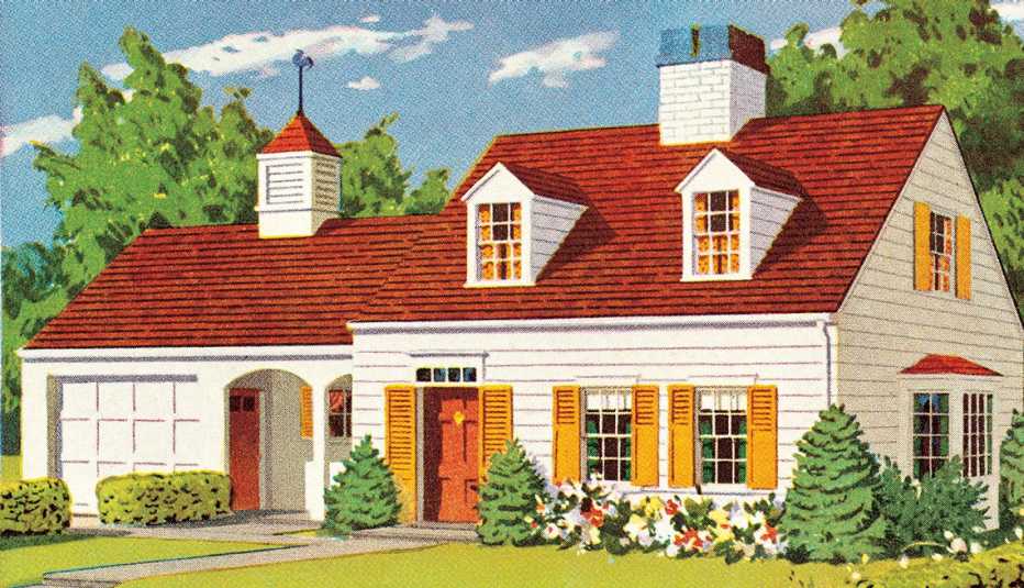 Ilustración de una casa de dos pisos.