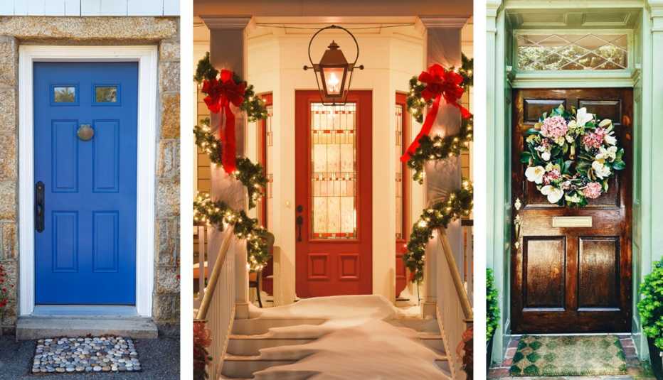 Imagen de tres puertas decoradas 