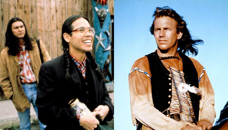  Imágenes de Adam Beach y Evan Adams en Smoke Signals y Kevin Costner en Dances With Wolves.