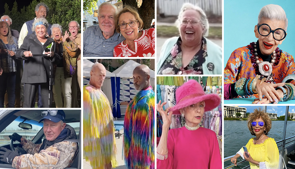 Collage de imágenes de Grandfluencers de TikTok.