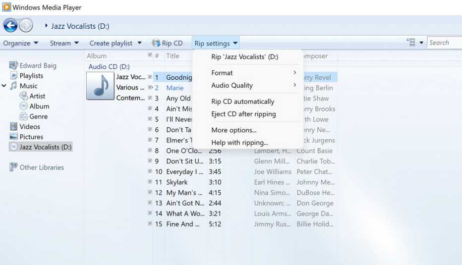 Captura de pantalla de un reproductor multimedia de Windows