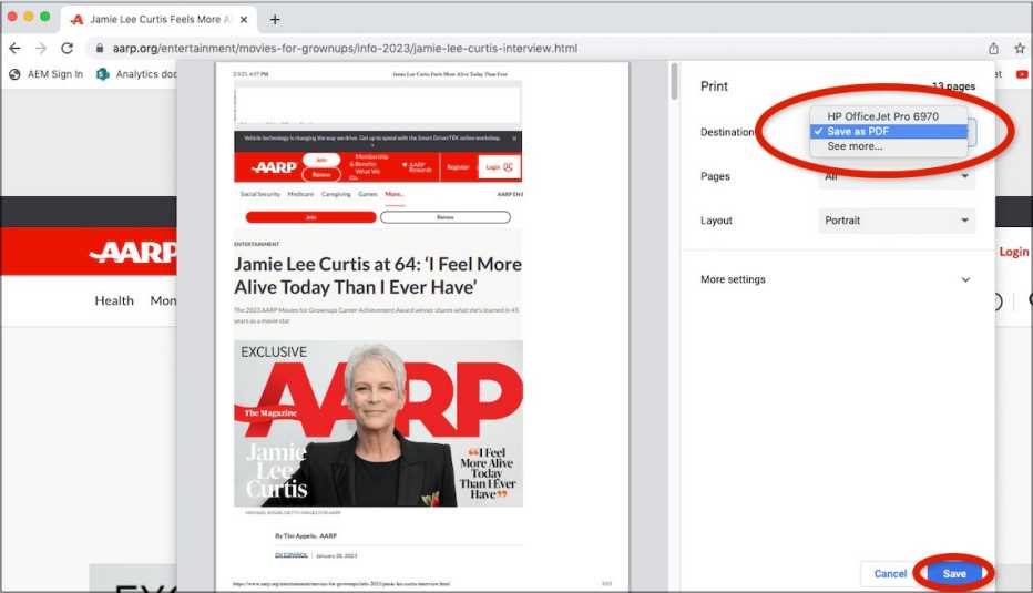 Captura de pantalla que muestra cómo hacer un pdf en el navegador Chrome