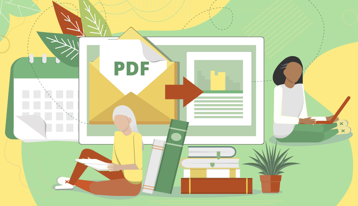Dos mujeres creando y enviándose archivos p d f