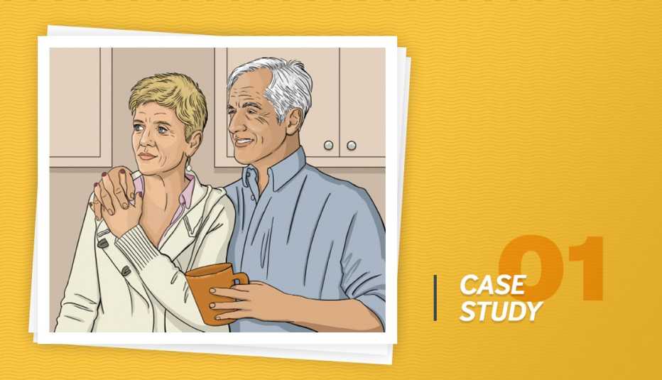 Ilustración pareja mayor con el letrero en inglés, Caso de estudio 01