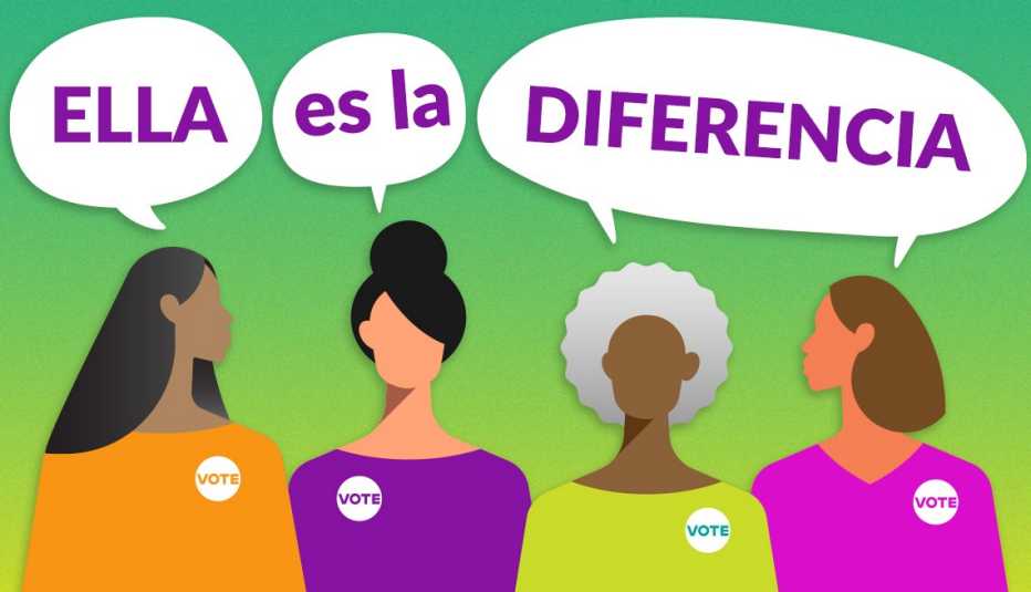 Gráfica de 4 mujeres que dice Ella es la diferencia