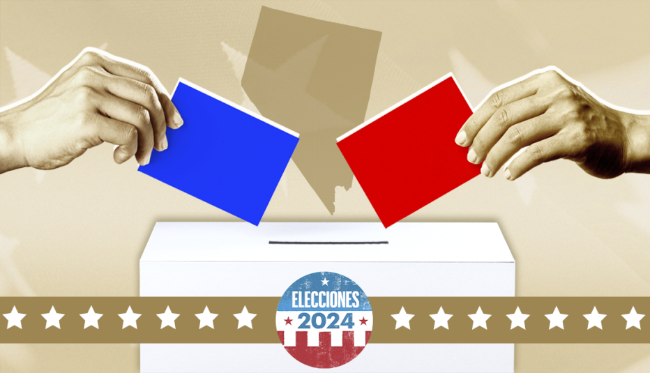 Encuesta electoral en Nevada. Gráfica de dos manos depositando el voto
