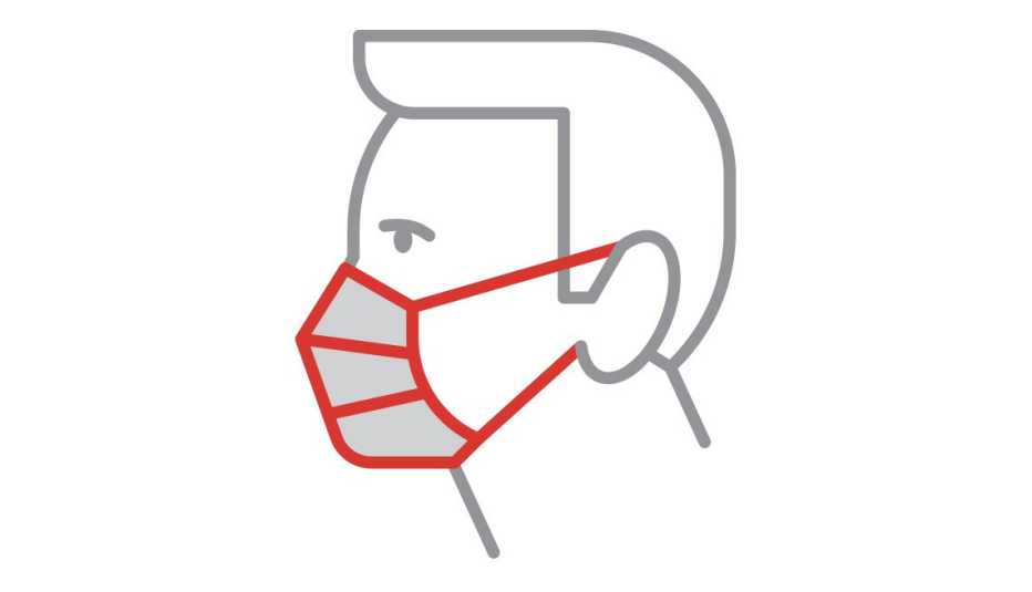 Dibujo de la silueta de un hombre usando una mascarilla de grado médico