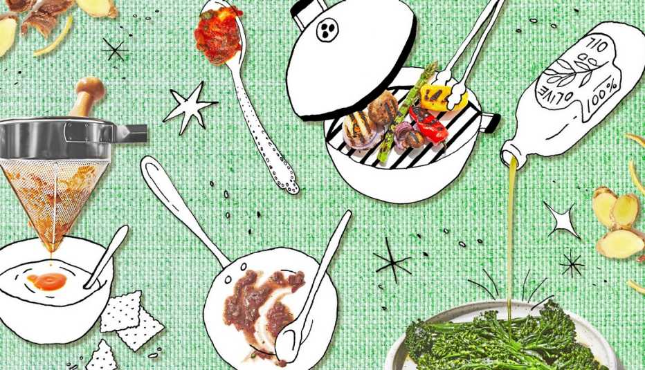 Ilustración donde se muestran diferentes alimentos