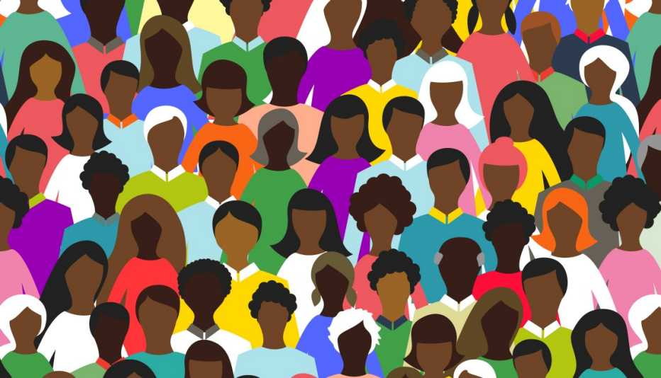 Ilustración de un grupo de personas negras