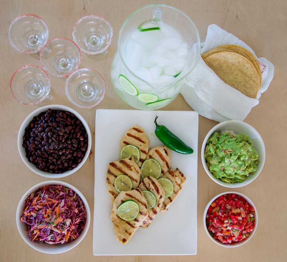 Ingredientes para preparar la receta de pollo margarita