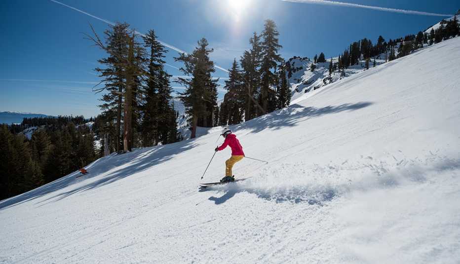 En esquiador en Truckee, California