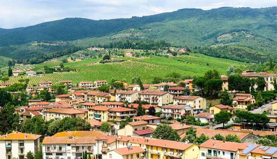 Vista panorámica de Greve in Chianti, Toscana, Italia