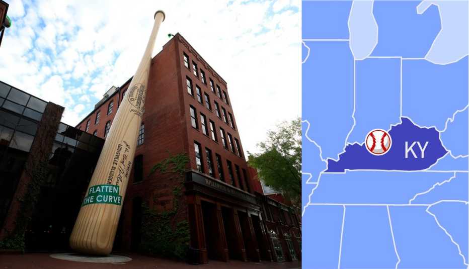 Un bate de béisbol gigante fuera del Louisville Slugger Museum